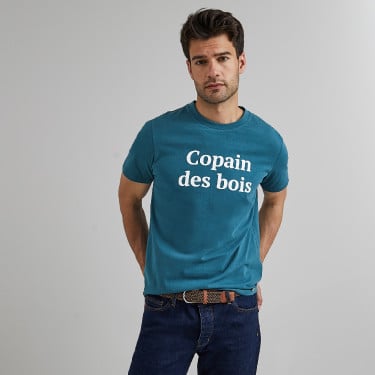 T-shirt en coton recyclé bleu canard