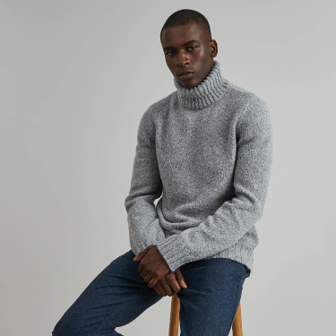 Medium Grey Melange Sweater in wool recyclé