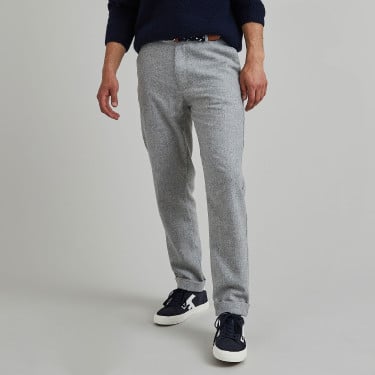 Medium Grey Melange Pants in wool & polyester