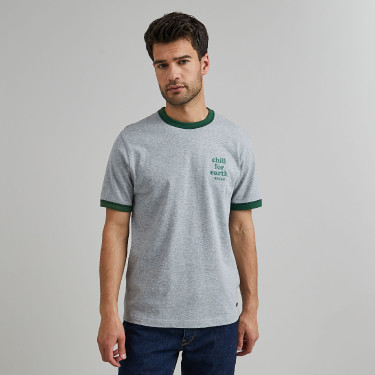 Grey, Dark Green Tshirt in recycled cotton