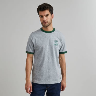 T-shirt en coton recyclé gris & vert foncé