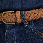 Cognac Braided Belt in leather