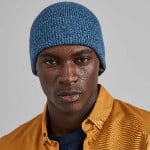 Blue Beany in wool recyclé