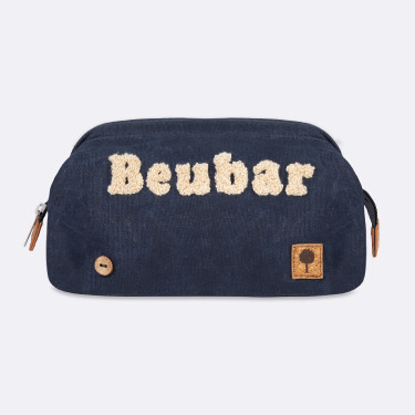 Navy Washbag in recycled cotton .