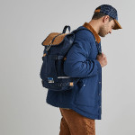 Navy, Brown Urban Bag in recycled cotton & velours
