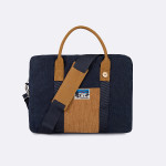 Navy, Brown Laptop in recycled cotton & velours