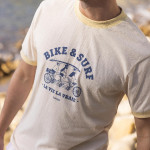 Beige & yellow t-shirt in cotton and recycled cotton - Lugny model