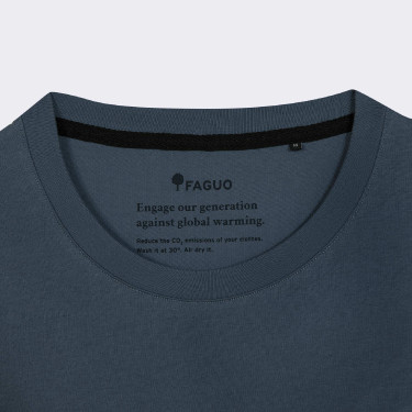 T-shirt col rond bleu Faguo coton et coton recyclé Arcy FAGUO