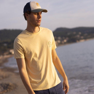 T-shirt col rond jaune clair Pura vida coton & coton recyclé - modèle Arcy