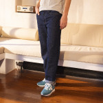 Dark denim jeans in cotton and cotton recklée - Straight denim model