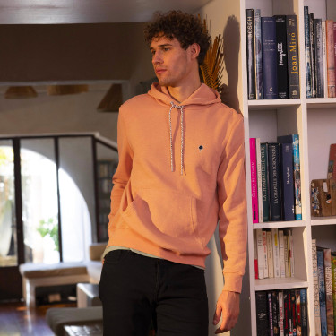 Peach hoody in recycled cotton and recycled polyester - Dirac model