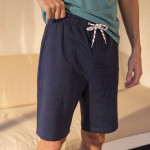 Navy shorts in cotton and recycled cotton - Humont model