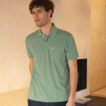 Light green polo in cotton and recycled cotton - Lumigny model
