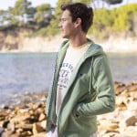 Sweat à capuche vert clair coton recyclé & polyester - modèle Mesnil