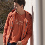 Terracotta hoody in recycled cotton and recycled polyester - Mesnil model