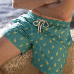 Ocean and orange bath shorts in recycled polyester - Mimizan model