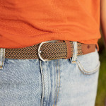 Kaki and orange belt in recycled polyester and elastane - Belt model