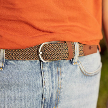 Kaki and orange belt in recycled polyester and elastane - Belt model