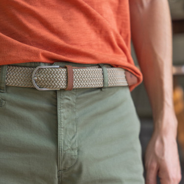 Sand and lichen belt in recycled polyester and elastane - Belt model