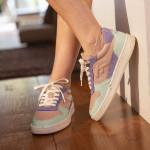 Pink and lavender and mint sneakers in leather - Alder model