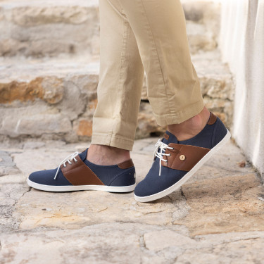 Navy and tawny tennis in recycled cotton - Cypress model