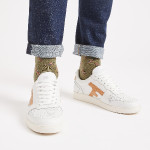 White and cork sneakers in leather - Hazel model