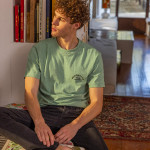 Light green round neck t-shirt in cotton and recycled cotton - Lugny model