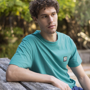 Ocean round neck t-shirt in recycled cotton and polyester - Lugny model