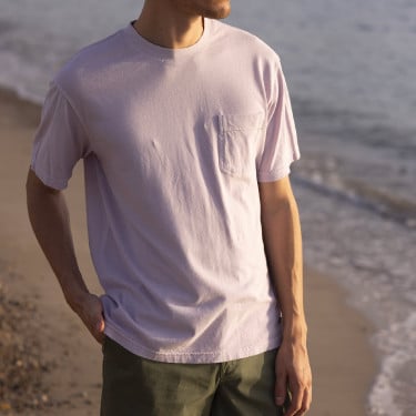 Lilac round neck t-shirt in cotton and recycled cotton - Migne model