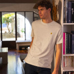 Ecru and multico round neck t-shirt in organic cotton - Lugny model