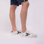 Cream and navy sneakers in leather and PU - Hazel model