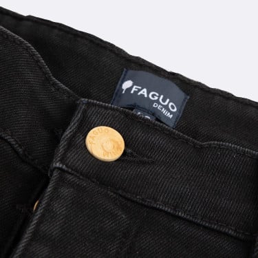 Black jean slim cut in cotton and polyester - Denim model - FAGUO