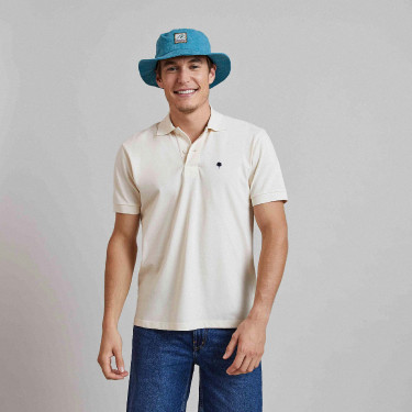 Ecru polo in cotton and recycled cotton - Lumigny model