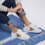 White and navy and brown sneakers leather and PU - Hazel model