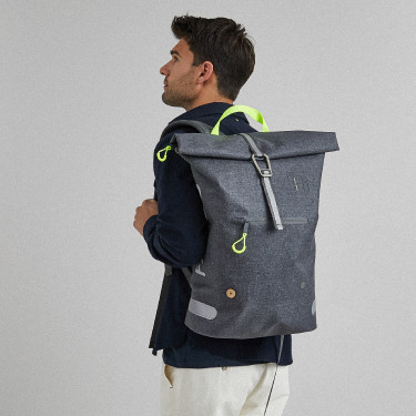Grey backpack vegan in recycled polyester - Cycling w large model