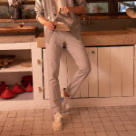 Light grey pants in cotton and linen - Dreuille model