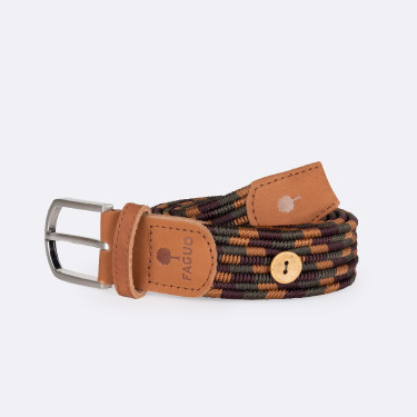 Burgundy & tawny belt in recycled polyester - Belt model - FAGUO