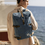 Blue backpack vegan recycled polyester - model commuter